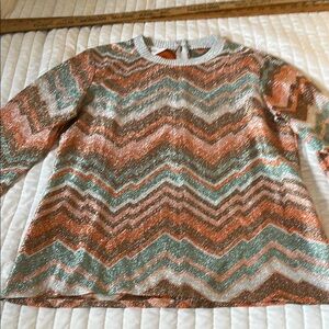 Vintage Metallic Chevron Patterned Sweater